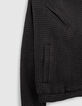 Cardigan noir esprit motard nid d'abeille à capuche fille-6