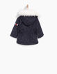 Parka marine fourrée à imprimé cœurs bébé fille-3