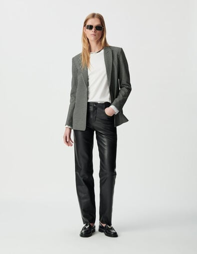 Veste de tailleur noire motif pied-de-poule Femme - IKKS