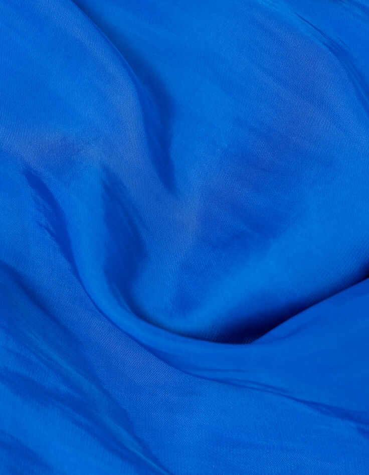 Elektrisch blauw kort damesshirt met paillettenboorden-6