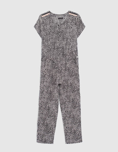 Girls’ black graphic print Lenzing™ Ecovero™ viscose jumpsuit - IKKS