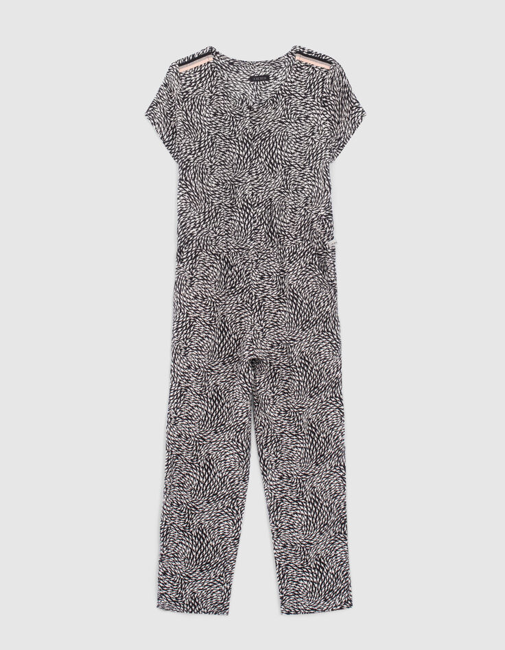Girls’ black graphic print Lenzing™ Ecovero™ viscose jumpsuit-1