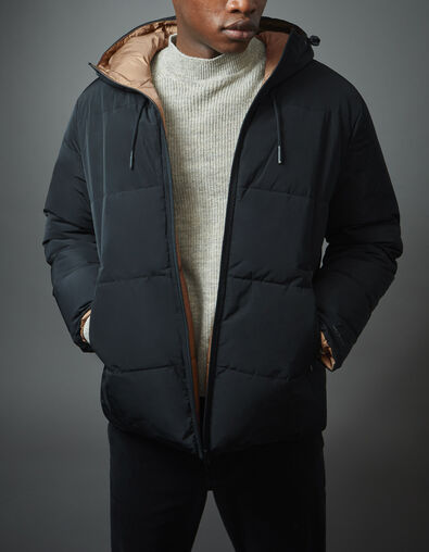 Doudoune r&eacute;versible noire et beige WATER REPELLENT Homme - IKKS