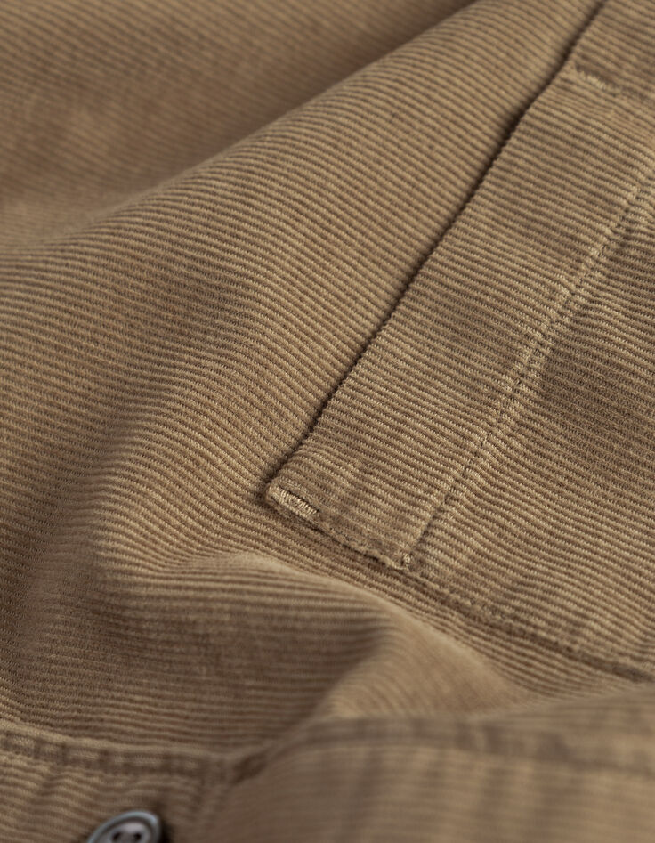 Men’s beige organic cotton needlecord regular shirt-8