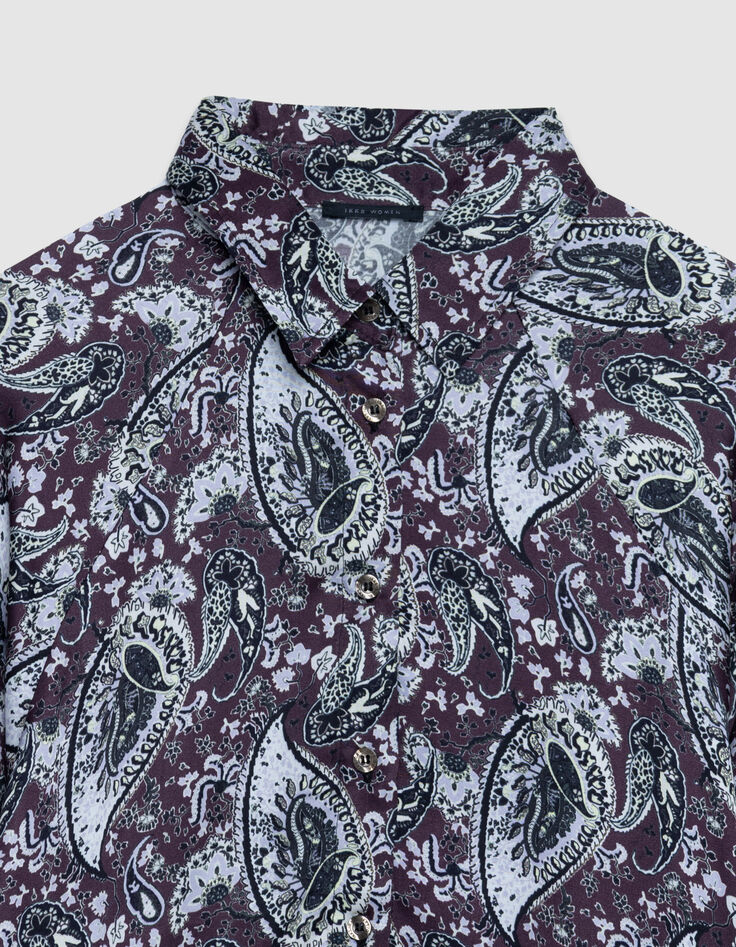Women's flowing burgundy paisley shirt-7