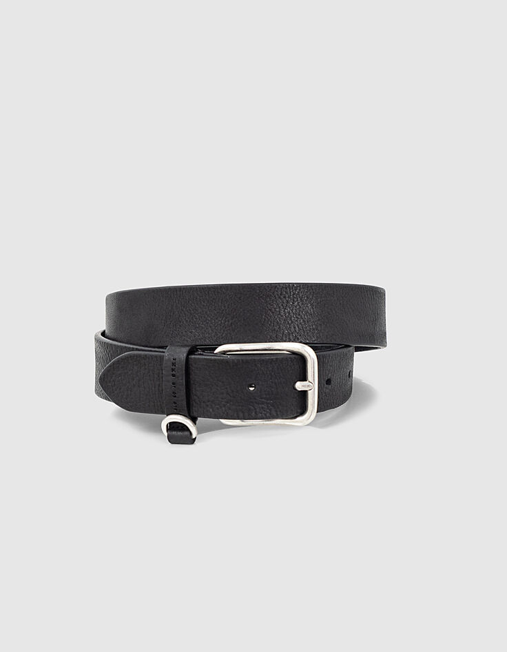 Ceinture noire en cuir grené Homme-1