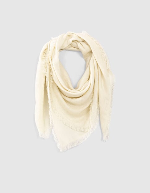 foulard jacquard monogramme  IKKS  blanc cassé femme 