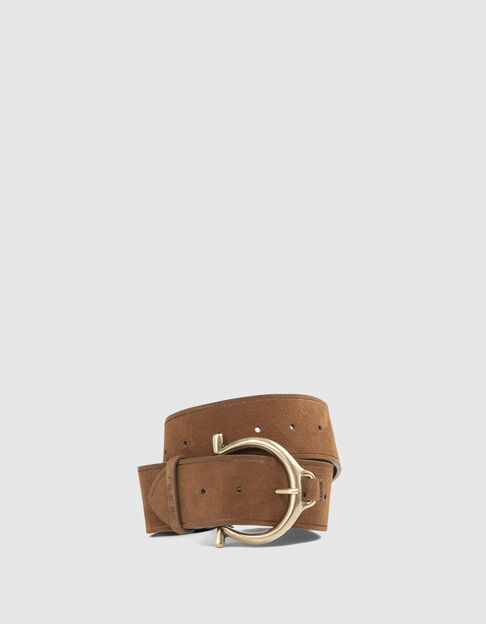 Cintur&oacute;n vestido ante camel hebilla redonda mujer - IKKS