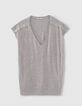 Women’s grey marl lurex T-shirt with studded shoulders-5