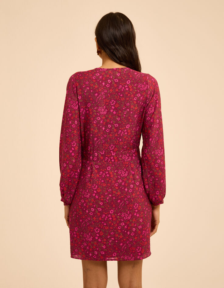 Robe rose imprim&eacute; floral I.Code-4