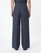 Pantalon large pliss&eacute; bleu gris Femme-3