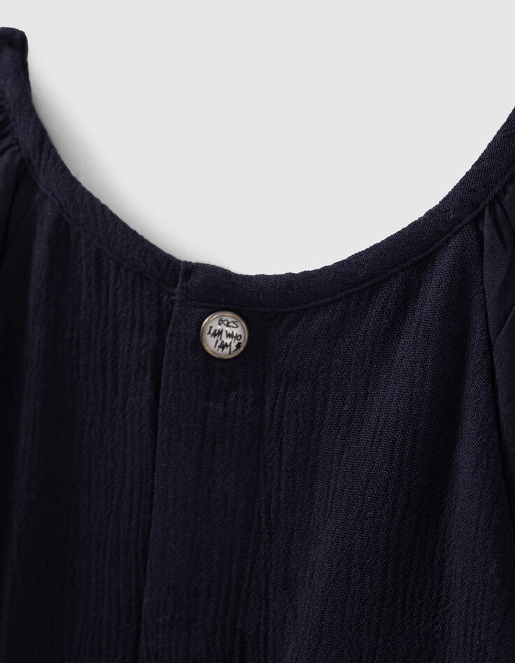 Robe marine brodée avec bloomer bébé fille-7