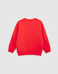 Sudadera de niño de forro polar rojo con mensaje bordado-3