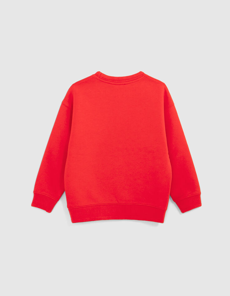 Sudadera de niño de forro polar rojo con mensaje bordado-3