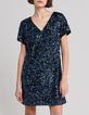 Women's reversible sequin-embroidered blue dress-3