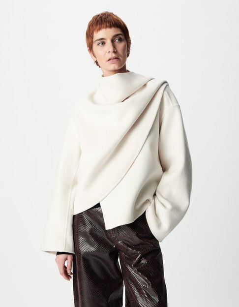 Women's white wool scarf cape - IKKS