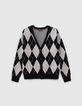 Gebreid vest grijs en ecru Argyle-motief Dames-7