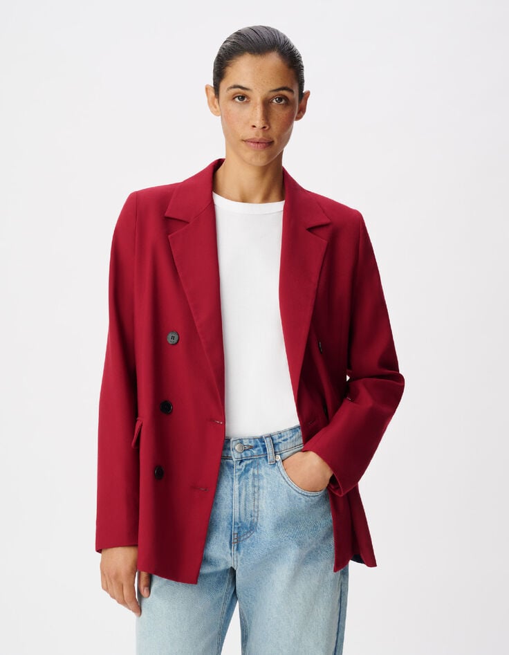 Rood colbert met dubbele rij knopen voor dames-2