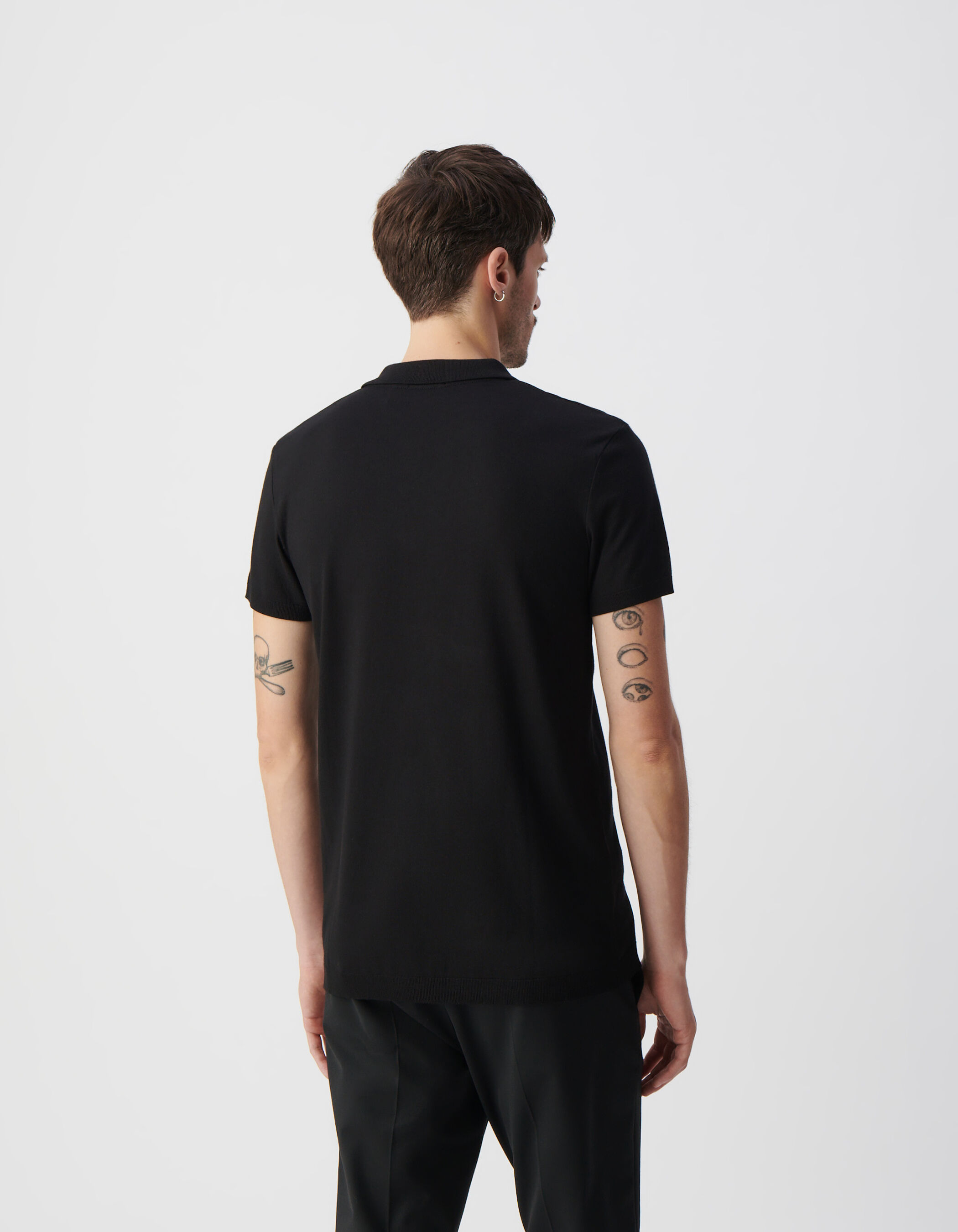 Men s black cotton modal polo shirt