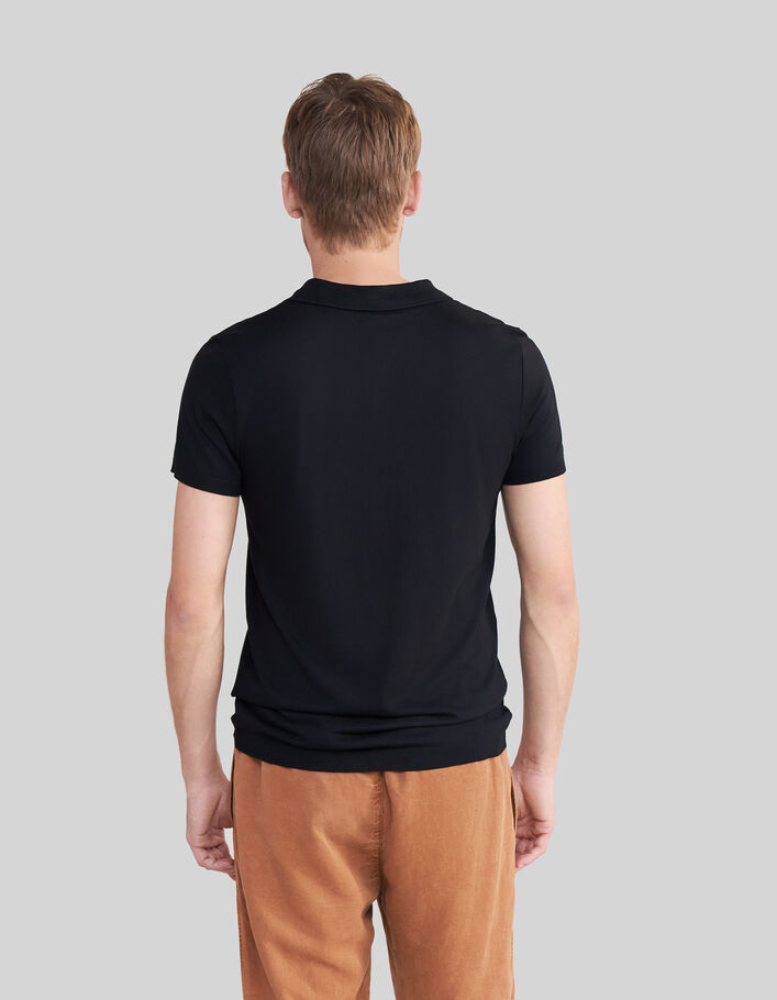 Men’s black cotton modal polo shirt - IKKS