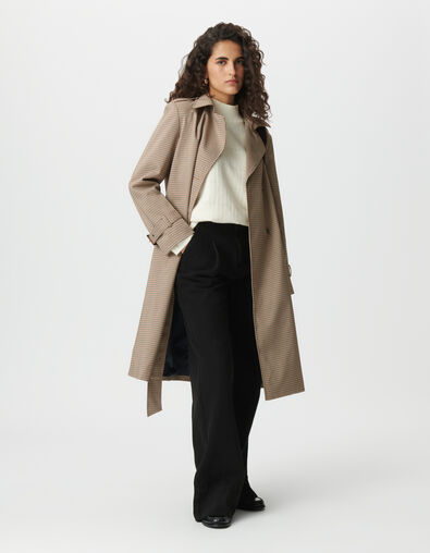 Trench largo camel pata de gallo mujer - IKKS