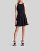Schwarzes ausgestelltes Damen-Hemdblusenkleid-1