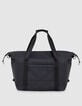 Men's weekend bag black nylon rubber effect-1