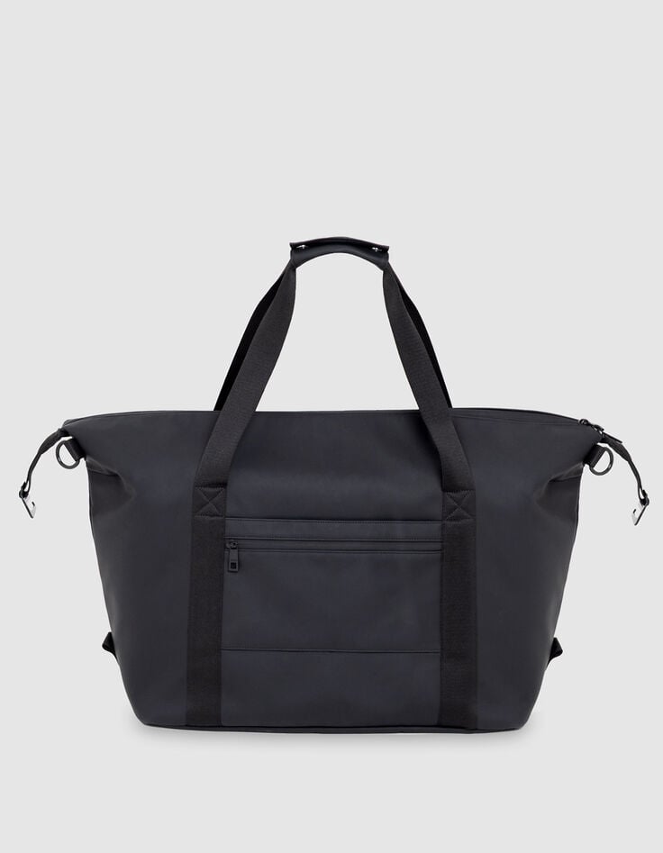 Men's weekend bag black nylon rubber effect-1