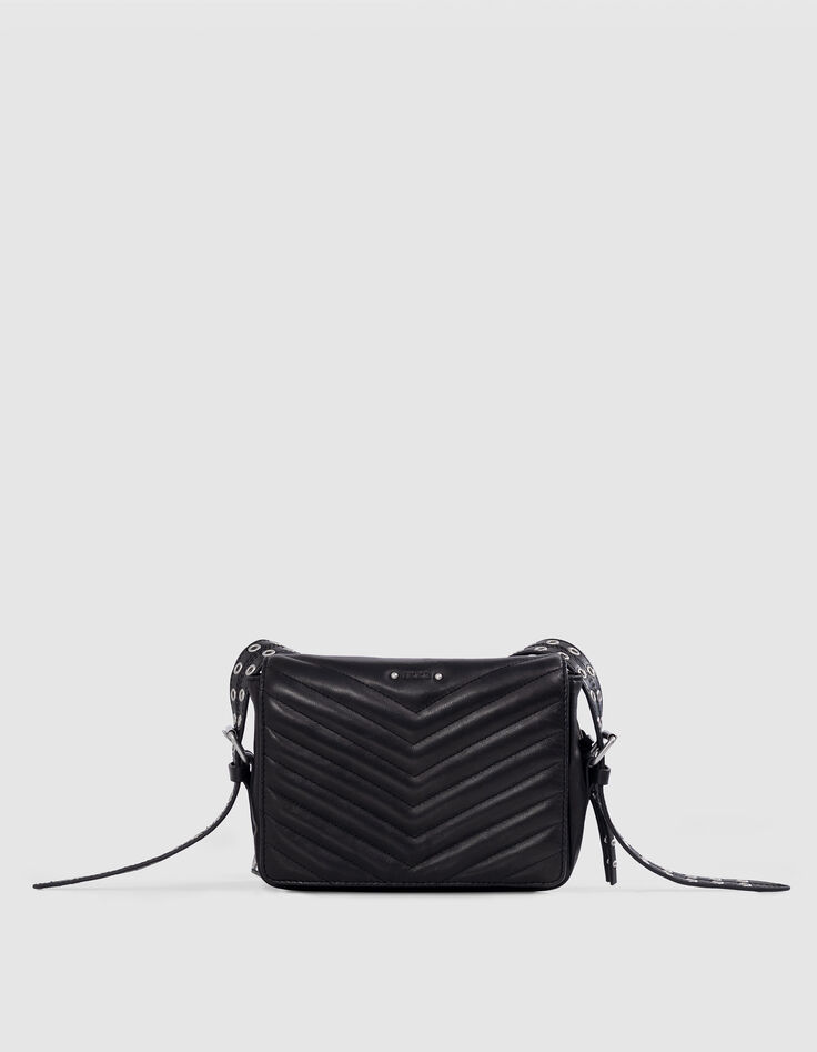 Bag 1440 Steward black leather herringbone quilting Women-1