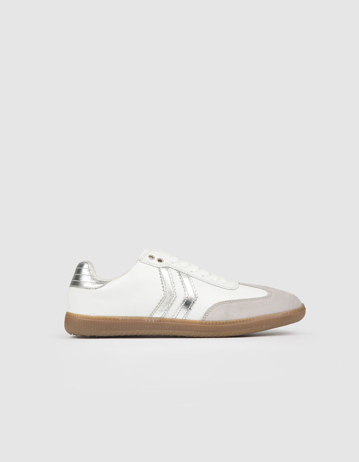 Baskets blanches mix cuirs Femme-1
