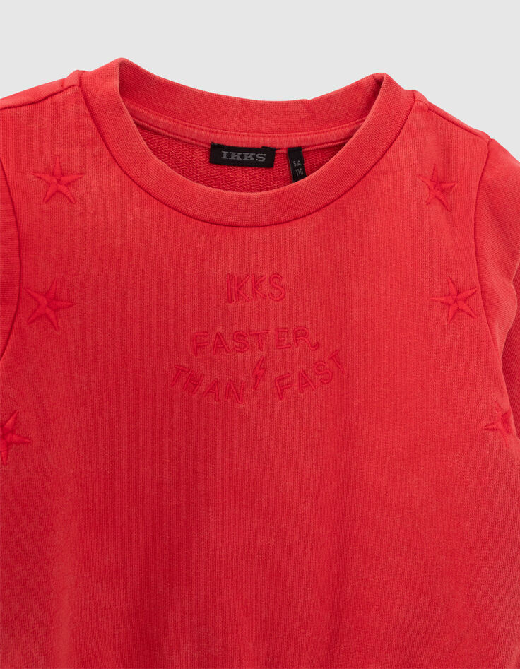 Rode sweater geborduurde sterren meisjes-5