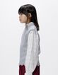 Girls’ grey knit sweater with embroidered poplin sleeves-3