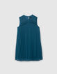 Girls’ green pleated dress-1