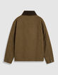 Khakifarbene Herren-Multitaschenjacke mit Samtkragen-8