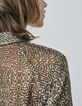 Women’s khaki decorative print voile shirt-6