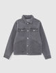 Boys&rsquo; grey waterless denim jacket with detachable hood-4