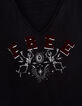 Camiseta negra algodón modal flameado tatoo mujer-3