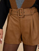 Short fauve de piel sintética con cinturón I.Code-2