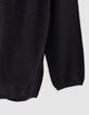 Women's long-sleeved black lurex knit sweater with studded message-2
