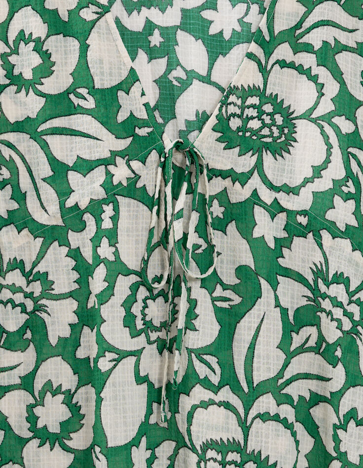 Blouse verte imprimé maxi tropical Femme-6
