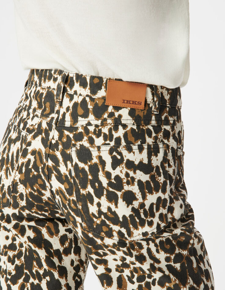 Jean droit marron &agrave; motif l&eacute;opard Anders Femme-5