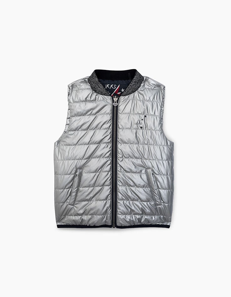Marineblauer 2-in-1-Mädchenparka mit Wendesteppweste-2