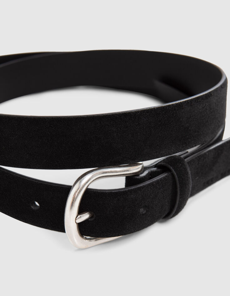 Men’s black suede thin belt-3