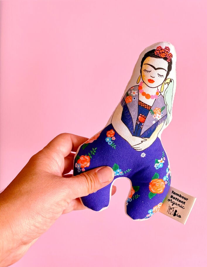 Hochet Frida Flowers en coton biologique TAMBOUR BATTANT-2