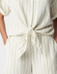 Chemise &eacute;crue gaze de coton rayures beiges Femme-4