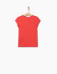 Girls' dark orange T-shirt with skate print-4