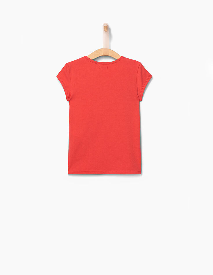 Girls' dark orange T-shirt with skate print-4 Girls' dark orange T-shirt with skate print-4