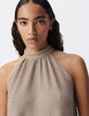 Lockeres goldenes Kleid mit Schnürung hinten Damen-5