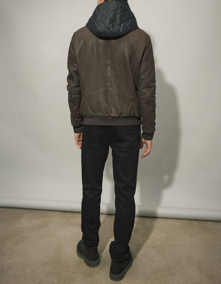 Men’s dark chocolate aviator-style bomber jacket-3