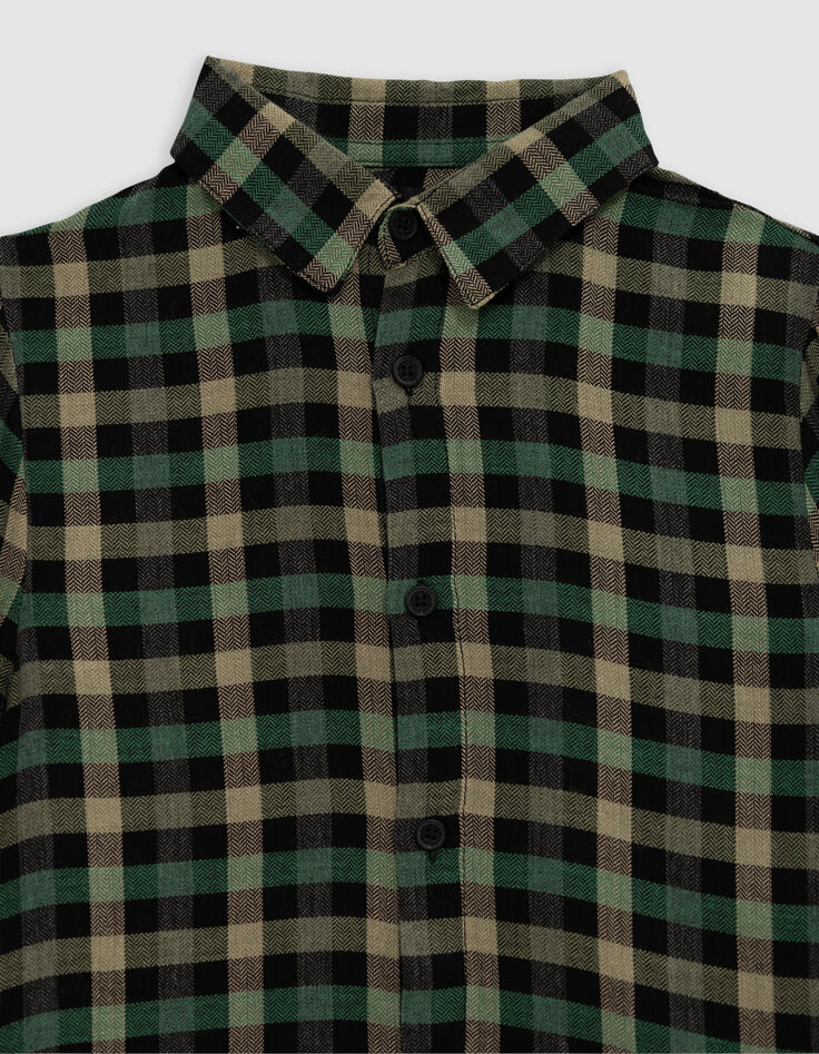 Boy's khaki plaid shirt-4